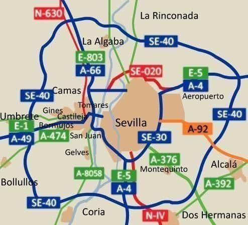 Seville roads map